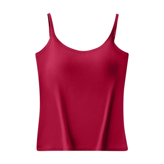 Tnhcen Women's Built-in Bra Pads Pajama - Adjustable Strap Basic Solid Color Pajama Top Modal-Cotton Blend Comfy Loungewear for Women (S-4XL)