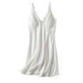 thumbnail image 1 of Tnhcen Women's Built-in Bra Sleepwear Solid Color Loose Pajama Dress 100% Polyester Ice Silk Loungewear M-XL Comfortable Nightgown Robe White, 1 of 3