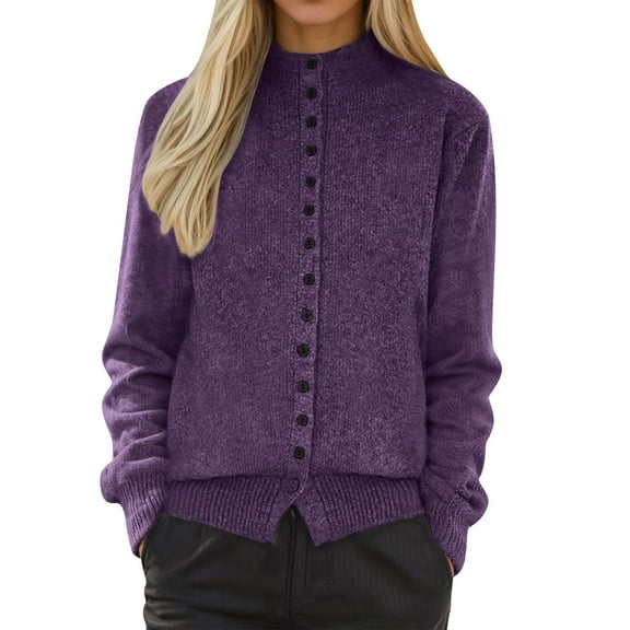 Tnhcen Women's Button Front Cardigan Open Front Knit Sweater Soft Acrylic Top Loose Fit Casual Wear Long Sleeve Comfort S-XL