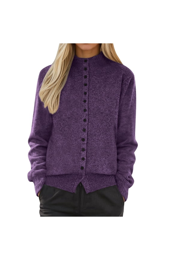 Women's Button Front Cardigan Open Front Knit Sweater Soft Acrylic Top Loose Fit Casual Wear Long Sleeve Comfort S-XL