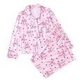 thumbnail image 1 of Tnhcen Women's Button Front Collar Print Long Sleeve Long Pants Pajama Set Modal Rayon Soft Sleepwear, Elastic Waist Comfort Fit, S-2XL Plus Size Women's Nightwear, 1 of 9