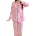 thumbnail image 1 of Tnhcen Women's Button Up Long Sleeve 2 Piece Nightgown Set Polyester Pajamas Sets Soft Comfy Lounge Homewear Set M-3XL, 1 of 4