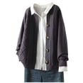 thumbnail image 1 of Tnhcen Women's Cable Knit Cardigan Jacquard Pattern Button Front Sweater Soft Acrylic Long Sleeve Cover Up Casual Boho Chic Open Front Free Size Knitwear Fall Winter Fashion, 1 of 6