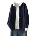 thumbnail image 1 of Tnhcen Women's Cable Knit Cardigan Jacquard Pattern Button Front Sweater Soft Acrylic Long Sleeve Cover Up Casual Boho Chic Open Front Free Size Knitwear Fall Winter Fashion, 1 of 6