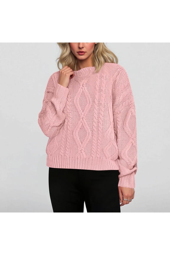 Women's Cable Knit Sweater Winter Warm Top Plus Size S-3XL Pullover Nylon Spandex Blend Matte Finish Cozy Crew Neck Casual Sweater Chunky Knit Fall Winter Clothing