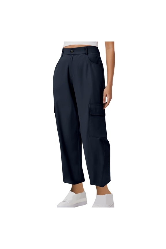 Women's Cargo Pants Essential | All-Season Versatile Style with Multi-Pocket Straight Leg & Neutral Basic Staple Design - S-2XL