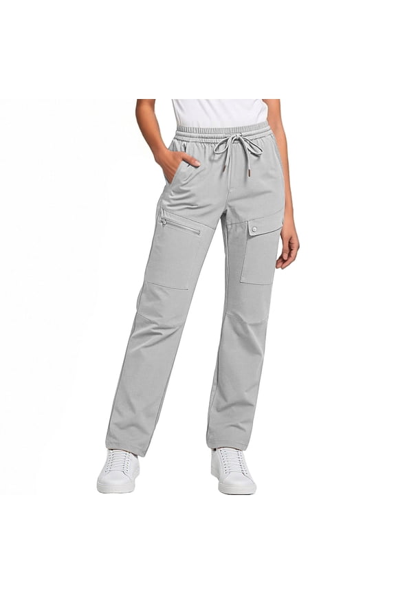 Women's Cargo Pants, High Waist Drawstring Oversized Utility Pants with Pockets, Cool Silk Cotton Cavalry Oblique Casual Streetwear Trousers S-2XL