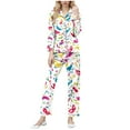 thumbnail image 1 of Tnhcen Women's Carnival Print Button Front Turn - Down Collar Long Sleeve Full Length Pajama Set 95% Polyester 5% Spandex Soft Stretchy Sleepwear Loungewear for Women S - 2XL, 1 of 9
