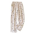 thumbnail image 1 of Tnhcen Women's Cartoon Animal Print Pajama Pants Fleece Sleepwear Cozy Flannel Lounge Pants Elastic Waist Home Wear Soft Warm Pants M-XL Pink, 1 of 3