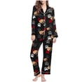 thumbnail image 1 of Tnhcen Women's Cartoon Dog Paw Pattern Long Sleeve Pajamas Set 2 Pieces Button-Down Nightwear Home Clothes Set S-2XL, 1 of 6