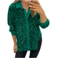 thumbnail image 1 of Tnhcen Women's Casual Button-Front Long Sleeve Sequin Fringe Blazer - Plus Size Party Wear Tops S-3XL, 1 of 3
