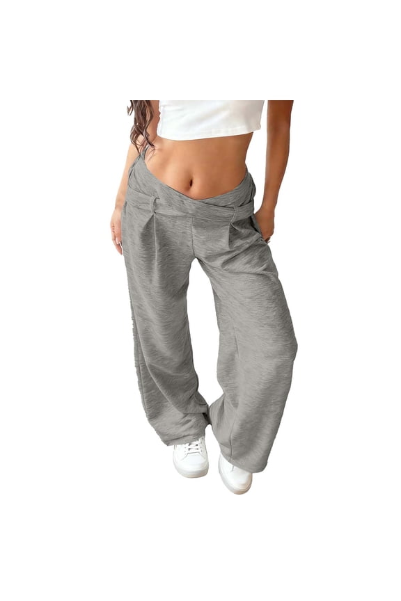Women's Casual Cross Design Solid Color Sweatpants High Waist Loose Fit Athletic Yoga Pants Workout Trousers for Women Lightweight Breathable Comfort Gym Pants XS - L
