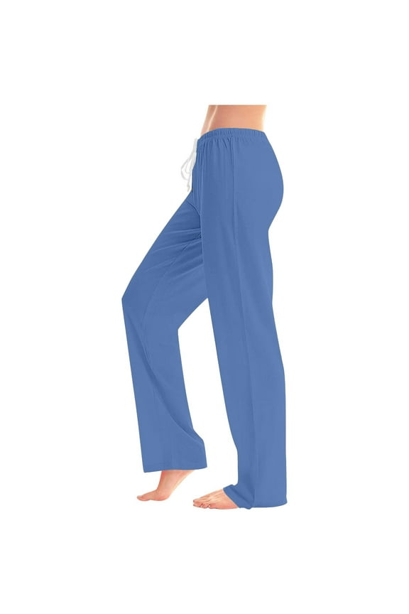 Women's Casual Drawstring Pants - Relaxed Fit Straight Leg Pants Soft Stretch Fabric S-5XL Comfy Basic Home Wear Easy Pull-On Lounge Pants Women's Classic Pants