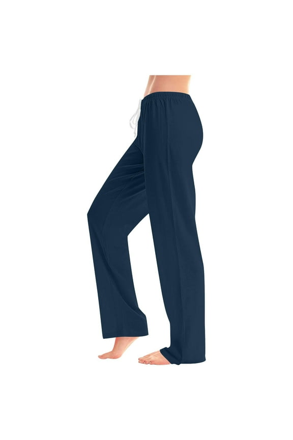 Women's Casual Drawstring Pants - Relaxed Fit Straight Leg Soft Stretch Fabric S-5XL Comfy Basics for Home Easy Basic Style Lounge Pants