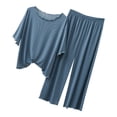 thumbnail image 1 of Tnhcen Women's Casual Relaxed Short Sleeve Pant Sleepwear Set | L-2XL | Soft Polyester Loungewear | Multi-Scene Outfit-Ready, 1 of 2