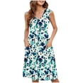 thumbnail image 1 of Tnhcen Women's Casual Sleeveless V Neck Dress, Printed Knee Length Loose Fit Dress, Plus Size S - 2XL, Pockets Casual Summer Dress, 1 of 9