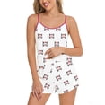 thumbnail image 1 of Tnhcen Women's Casual Spaghetti Strap Square Neck Satin Pajama Set with Heart Print, Elastic Waist Shorts Sleepwear (S-2XL), 100% Polyester Soft Loungewear, 1 of 4