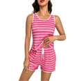 thumbnail image 1 of Tnhcen Women's Casual Striped Loungewear Set Sleeveless Crewneck Tank Top & Shorts Sleepwear for S-XL Cozy Home Wear, 1 of 3