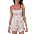 thumbnail image 1 of Tnhcen Women's Cherry Print Pajama Set with Ruffled Shorts - Soft 2-Piece Comfortable Sleepwear for Home S-XL White, 1 of 4