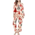 thumbnail image 1 of Tnhcen Women's Christmas 2-Piece Pajamas Set Long Sleeve V-Neck Top Pants Festive Print Nightwear Ideal Lounge Home Clothes S-2XL, 1 of 5