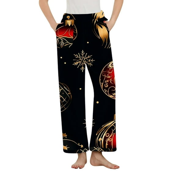 Tnhcen Women's Christmas Flannel Pajama Pants Fleece Lined Thermal Holiday Print Plaid Sleepwear Lounge Pants with Snowflake Pattern Soft Warm Winter Nightwear S-3XL