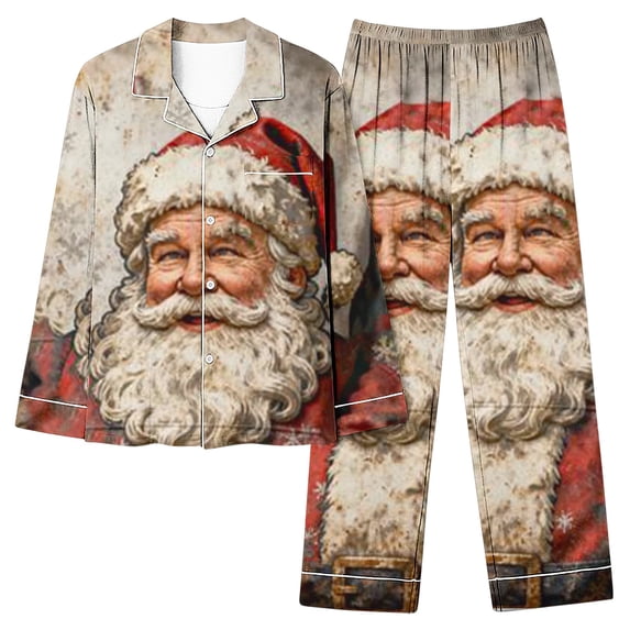 Tnhcen Women's Christmas Pajama Set Long Sleeve Flannel Fleece Lined Thermal Soft Stretchy Holiday Sleepwear Plus Size S - 3XL Elastic Waist Pocket Lounge