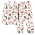 thumbnail image 1 of Tnhcen Women's Christmas Pajama Sets Long Sleeve 2-Piece Soft Stretchy Sleepwear Holiday Gift Stocking Candy Cane Print Family-Friendly Pajamas Homewear, 1 of 5