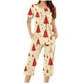 thumbnail image 1 of Tnhcen Women's Christmas Pajamas 2 - Piece Set Festive Print Capri Pants & Short Sleeve Top Soft Elastic Holiday Sleepwear, 1 of 6