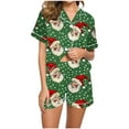 thumbnail image 1 of Tnhcen Women's Christmas Pajamas Set 2-Piece Holiday Pajama Shorts Set Christmas Pajamas Soft Sleepwear Short Sleeve Pajama Set with Collar Homewear Set, 1 of 9