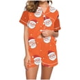 thumbnail image 1 of Tnhcen Women's Christmas Pajamas Set 2-Piece Holiday Pajama Shorts Set Christmas Pajamas Soft Sleepwear Short Sleeve Pajama Set with Collar Homewear Set, 1 of 9