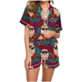 thumbnail image 1 of Tnhcen Women's Christmas Pajamas Set 2-Piece Holiday Pajama Shorts Set Short Sleeve Pajamas for Women Santa Print Sleepwear Womens Pajama Set with Pocket, 1 of 8