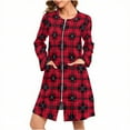 thumbnail image 1 of Tnhcen Women's Christmas Reindeer Print Nightgown Holiday Themed Sleepwear Cozy Brushed Fleece Long Sleeve Pajama Dress with Zipper & Pockets (S-2XL), 1 of 9