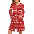 thumbnail image 1 of Tnhcen Women's Christmas Reindeer Print Nightgown Holiday Themed Sleepwear Cozy Brushed Fleece Long Sleeve Pajama Dress with Zipper & Pockets (S-2XL), 1 of 9