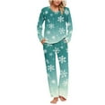 thumbnail image 1 of Tnhcen Women's Christmas Snowflake Print Pajamas 2-Piece Set Cozy Soft Stretchy Poly Spandex Blend Pocket Long Sleeve Top + Pants Holiday Sleepwear S-3XL, 1 of 8