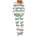 thumbnail image 1 of Tnhcen Women's Christmas Snowflake Print Pajamas 2-Piece Set Cozy Soft Stretchy Poly Spandex Blend Pocket Long Sleeve Top + Pants Holiday Sleepwear S-3XL, 1 of 8