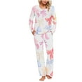 thumbnail image 1 of Tnhcen Women's Christmas Snowflake Print Pajamas 2-Piece Set Cozy Soft Stretchy Poly Spandex Blend Pocket Long Sleeve Top + Pants Holiday Sleepwear S-3XL, 1 of 8