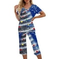 thumbnail image 1 of Tnhcen Women's Christmas Tree Print Pajamas Set 2-Piece Short Sleeve Tops Capri Pants Cheerful Christmas Lounge Wear Home Nightwear S-2XL, 1 of 5