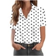 thumbnail image 1 of Tnhcen Women's Classic Polka Dot Short Sleeve Shirt, Summer Button Down Blouse, Loose Fit Stretchy Tops for Women, Casual & Office Wear S-2XL, 1 of 5