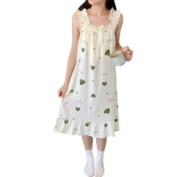 Tnhcen Women's Comfort Cloud Cotton Nightdress Summer Suspenders Sleeveless Pajamas Home Clothes