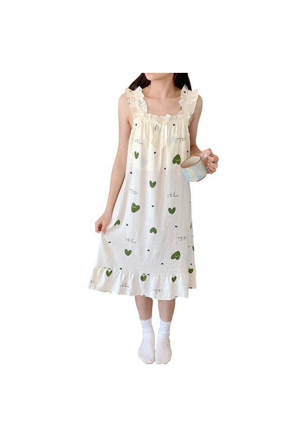 Women's Comfort Cloud Cotton Nightdress Summer Suspenders Sleeveless Pajamas Home Clothes