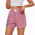 thumbnail image 1 of Tnhcen Women's Cotton Linen Checkered Print Shorts Elastic Waistband Casual Button-Up Shorts with Pockets Sports Jogger Loose Fit Breathable Pre-Shrunk Cotton Linen S-3XL, 1 of 7