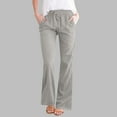 thumbnail image 1 of Tnhcen Women's Cotton Linen High-Waisted Flare Leggings Drawstring Elastic Waist with Pockets Soft Breathable Lounge Pants S-3XL, 1 of 6