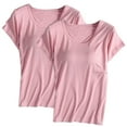 thumbnail image 1 of Tnhcen Women's Crew Neck Short-Sleeved Top with Bra Pad Cup Home Clothes Short-Sleeved Pajamas Plus Size Camisoles for Women Sleepwear Tank Tops for Women with Built In Bra Solid Color, 1 of 2
