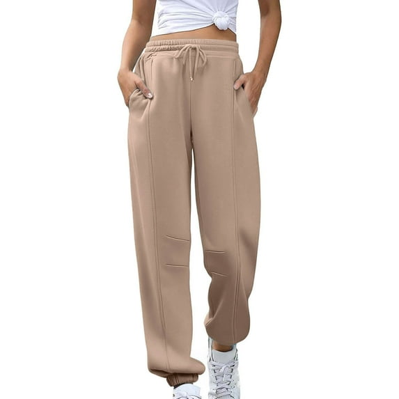 Tnhcen Women's Cuffed Ankle Sweatpants with Pockets Elastic Waist Japanese Style Joggers Casual Lounge Pants S-2XL Multiple Colors Available