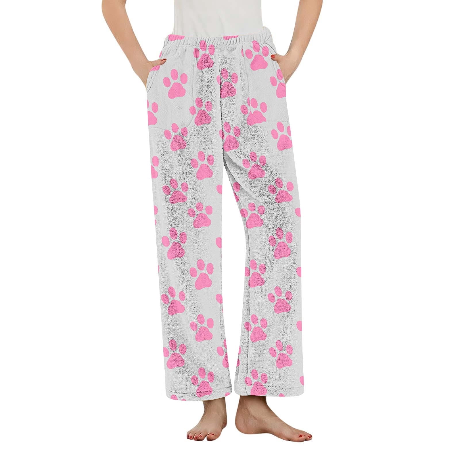 Tnhcen Women's Cute Puppy Paw Print Flannel Pajama Pants Fleece Tnhcen Women's Cute Puppy Paw Print Flannel Pajama Pants Fleece