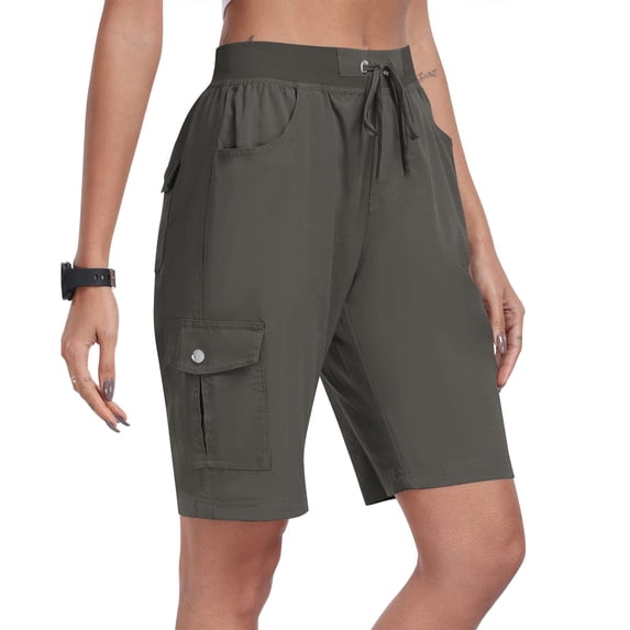 Tnhcen Women's Drawstring Cargo Shorts · 98% Cotton 2% Spandex Washed Cotton Fitness Shorts · Outdoor Hiking Knee-Length Pocket Shorts S-2XL