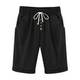 thumbnail image 1 of Tnhcen Women's Drawstring Casual Pants Solid Color Cotton-Linen Blend Relaxed Fit Elastic Waistband with Pockets Sporty Mid-Rise Shorts Pre-Shrunk Easy Care S-3XL, 1 of 9