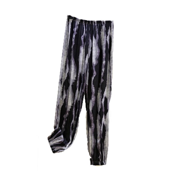 Tnhcen Women's Elastic Waist Floral Print Pajama Pants Loose Fit Cuffed Ankle Sleepwear Soft Nylon Spandex Casual Home Wear M-L