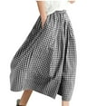 thumbnail image 1 of Tnhcen Women's Elastic Waist Plaid Wide Leg Pants with Pockets - Loose Fit 7/8 Length Cargo Pants for Women Cotton Blend Wide Leg Trousers S-2XL, 1 of 5