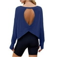 thumbnail image 1 of Tnhcen Women's Fall Backless Crewneck Long Sleeve Loose Fit Sweatshirt - Plus Size Friendly Sports Tops S-2XL, 1 of 9